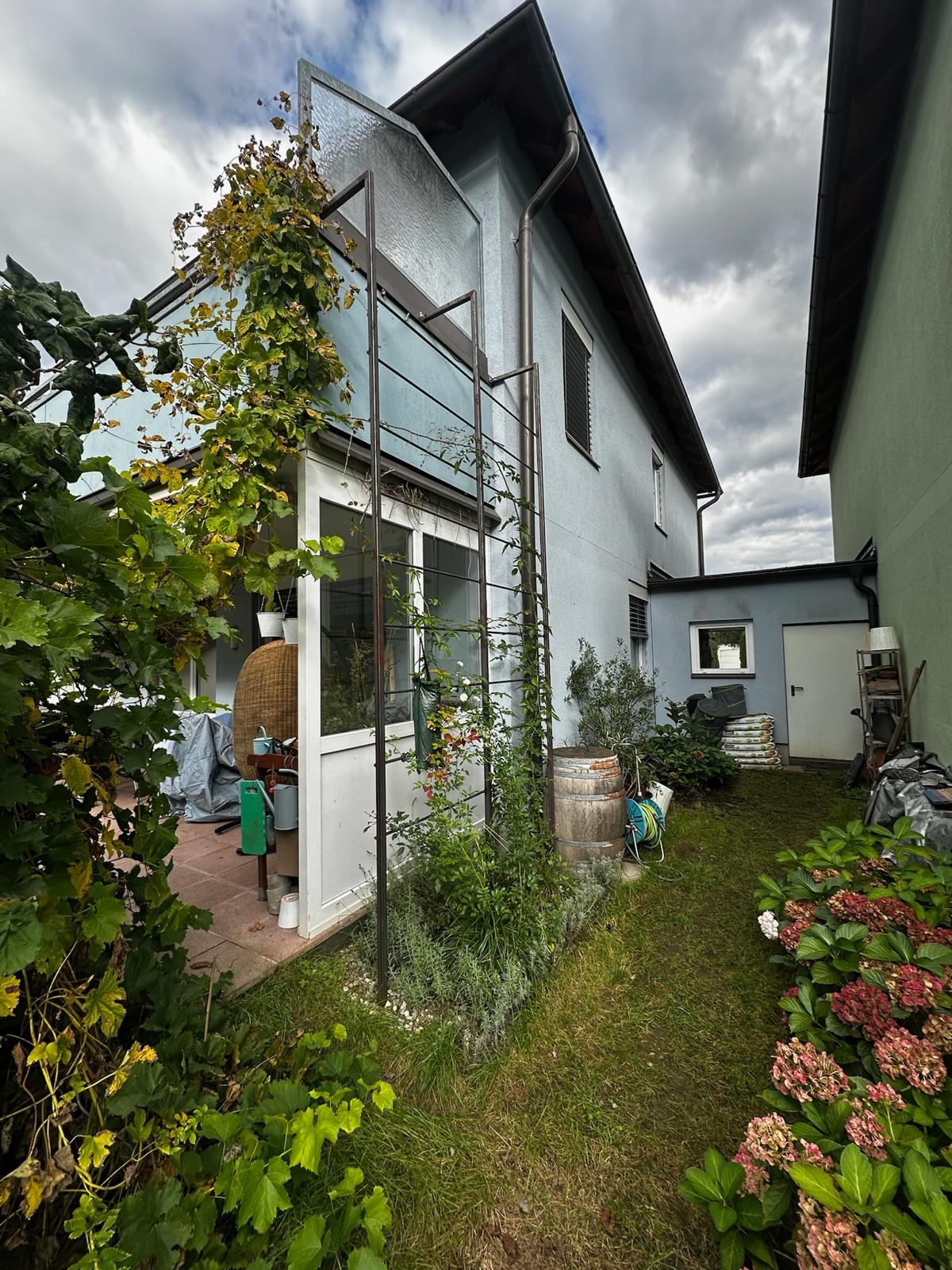 Begrünter Außenbereich an einem Wohnhaus